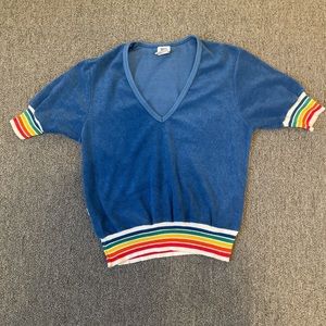Vintage Levis rainbow 1980 olympic games women's shirt

V neck
Terry cloth